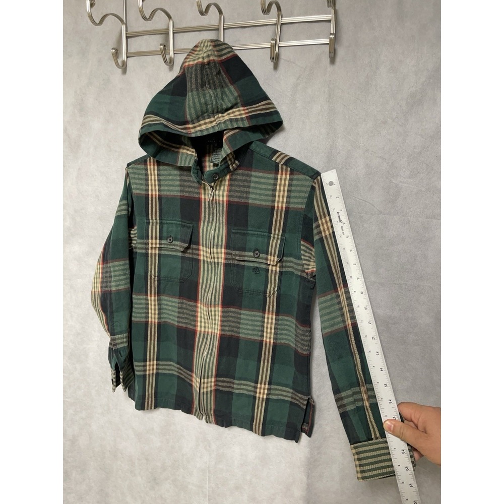 Ralph Lauren Jacket Women Petite S Flannel Plaid Twill Hood Coat Chore Workwear - Picture 4 of 8
